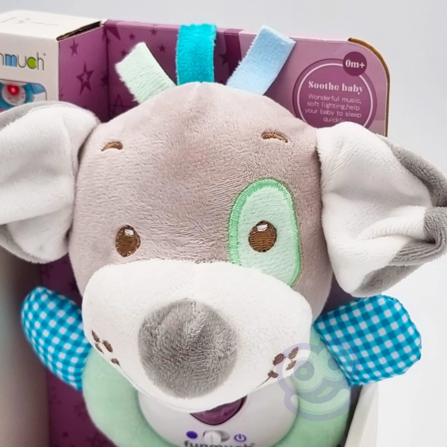 „WOOPIE BABY“ interaktyvus pliušinis žaislas kūdikiams su šviesa ir garsu – miegantis šuniukas