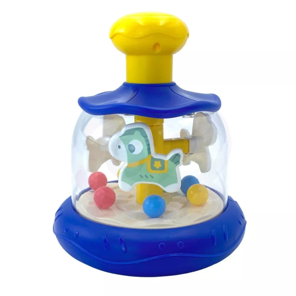 WOOPIE BABY Spalvingi arkliai Mėlyna besisukanti karuselė su kamuoliukais