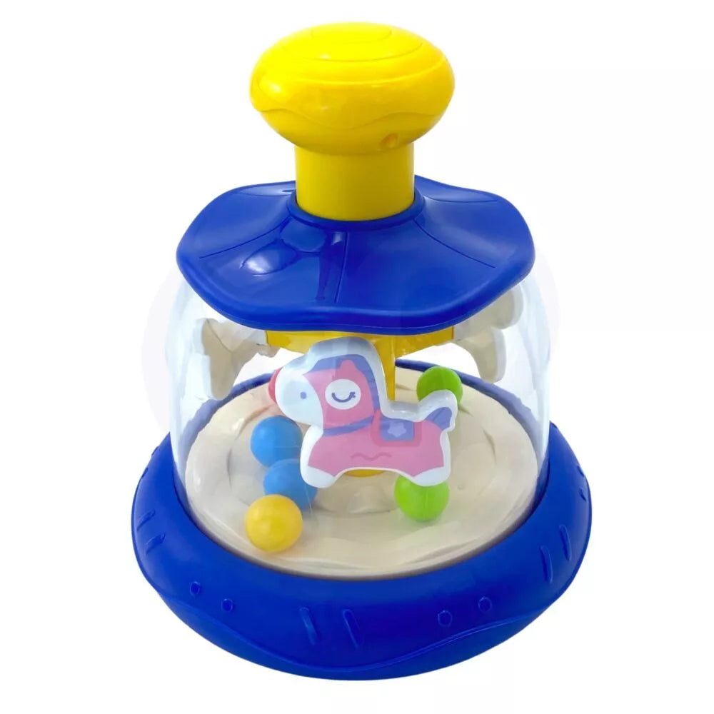 WOOPIE BABY Spalvingi arkliai Mėlyna besisukanti karuselė su kamuoliukais