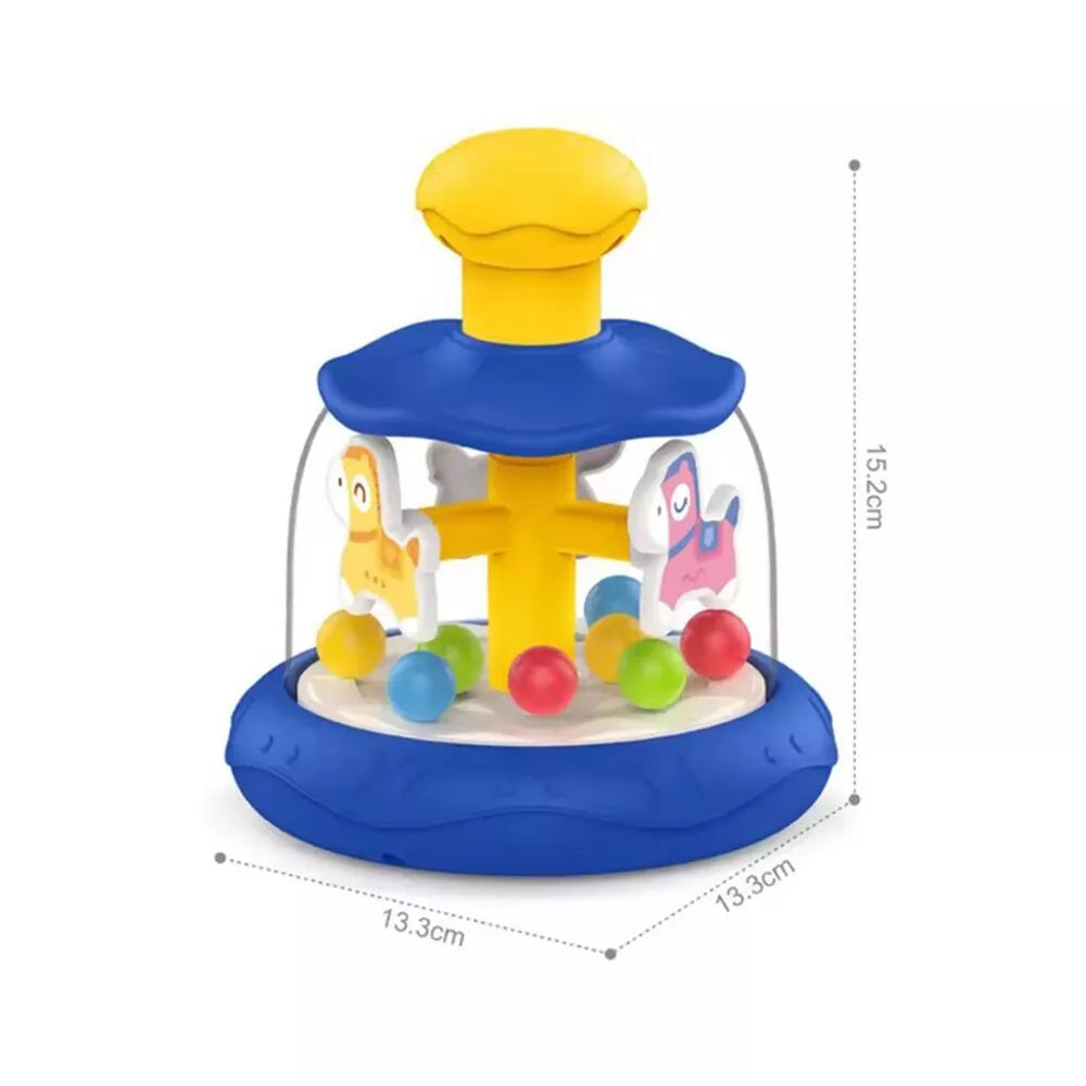 WOOPIE BABY Spalvingi arkliai Mėlyna besisukanti karuselė su kamuoliukais