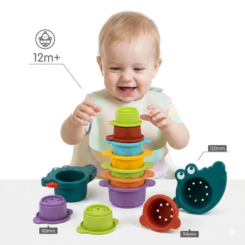 WOOPIE BABY vonios žaislas krokodilas su perpildymo puodeliais