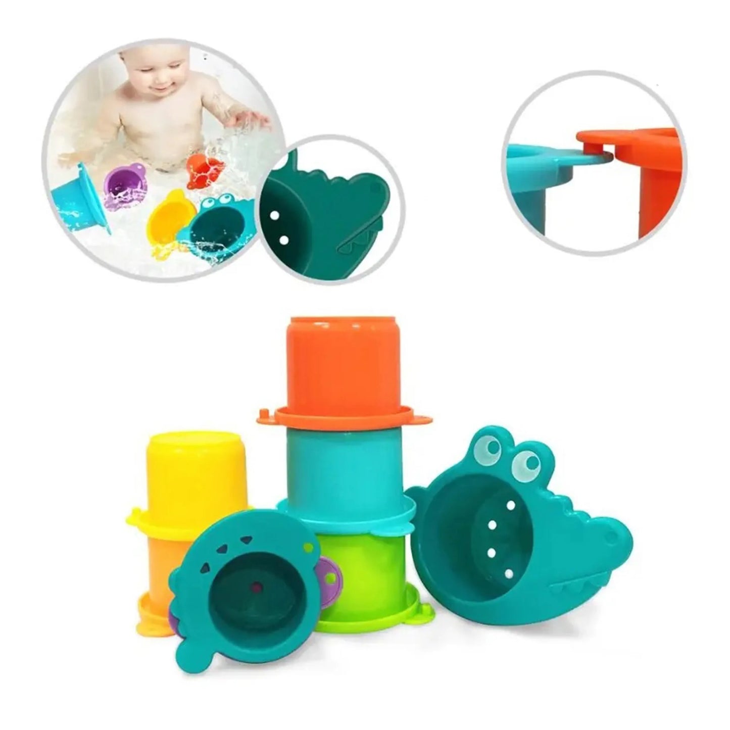 WOOPIE BABY vonios žaislas krokodilas su perpildymo puodeliais