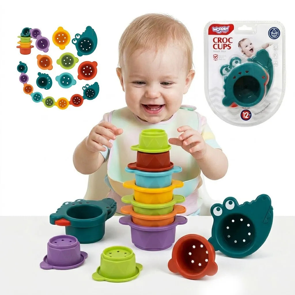 WOOPIE BABY vonios žaislas krokodilas su perpildymo puodeliais