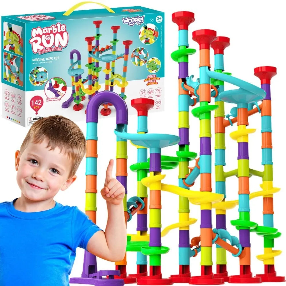 Woopie „Ball Track“ – 142 dalių spiralinis kamuoliukų takelis su paleidimo įrenginiu
