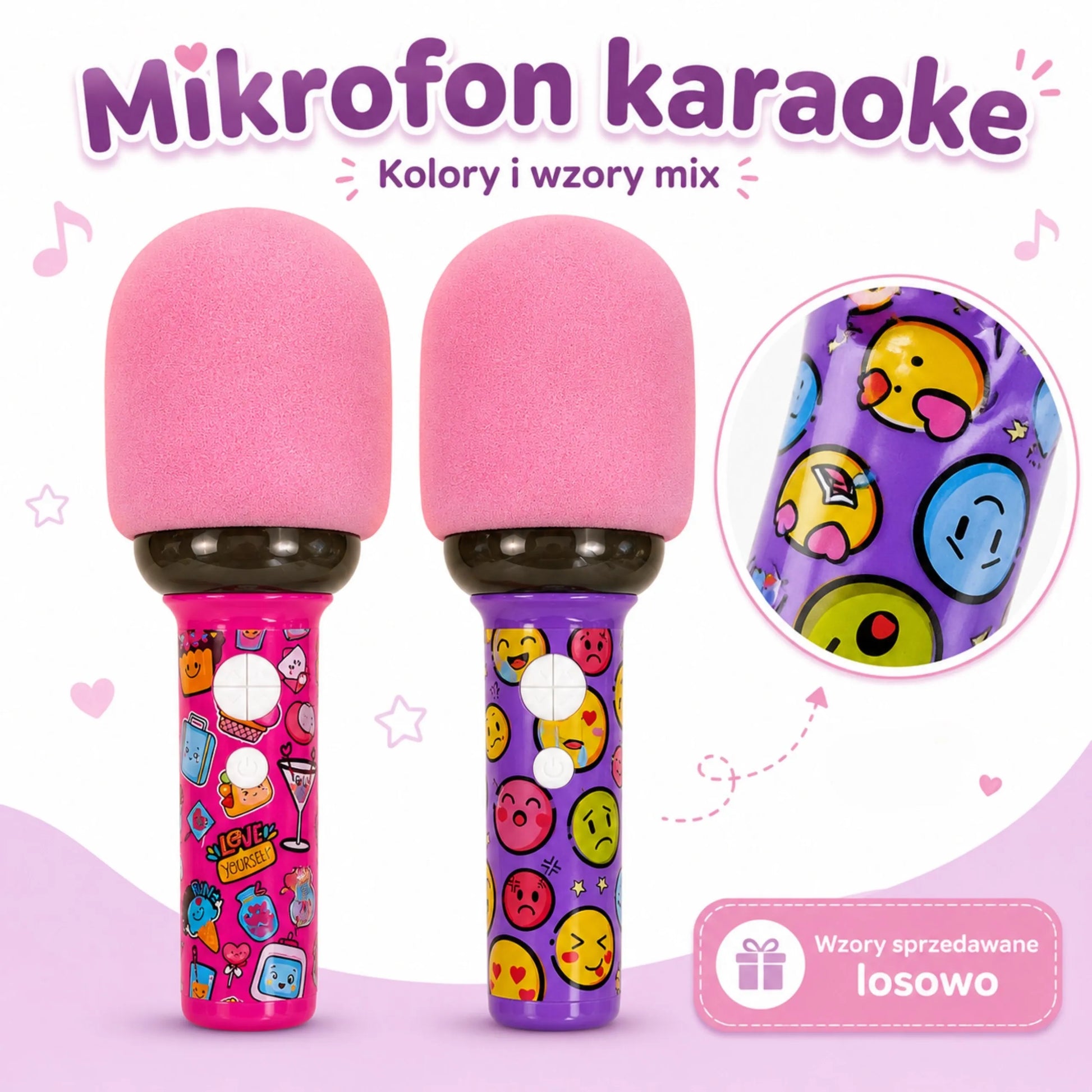 Woopie belaidis karaoke mikrofonas su garsiakalbiu ir LED šviesomis (3+)