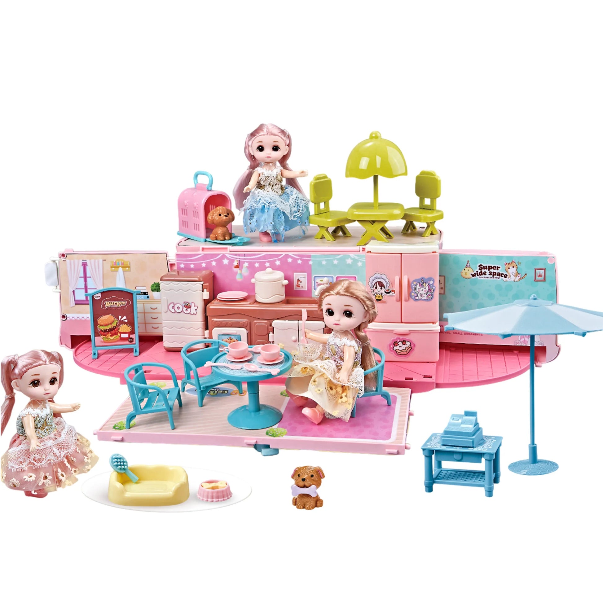 WOOPIE Camper 2 in 1 XXL lėlių namelis ir kemperio rinkinys