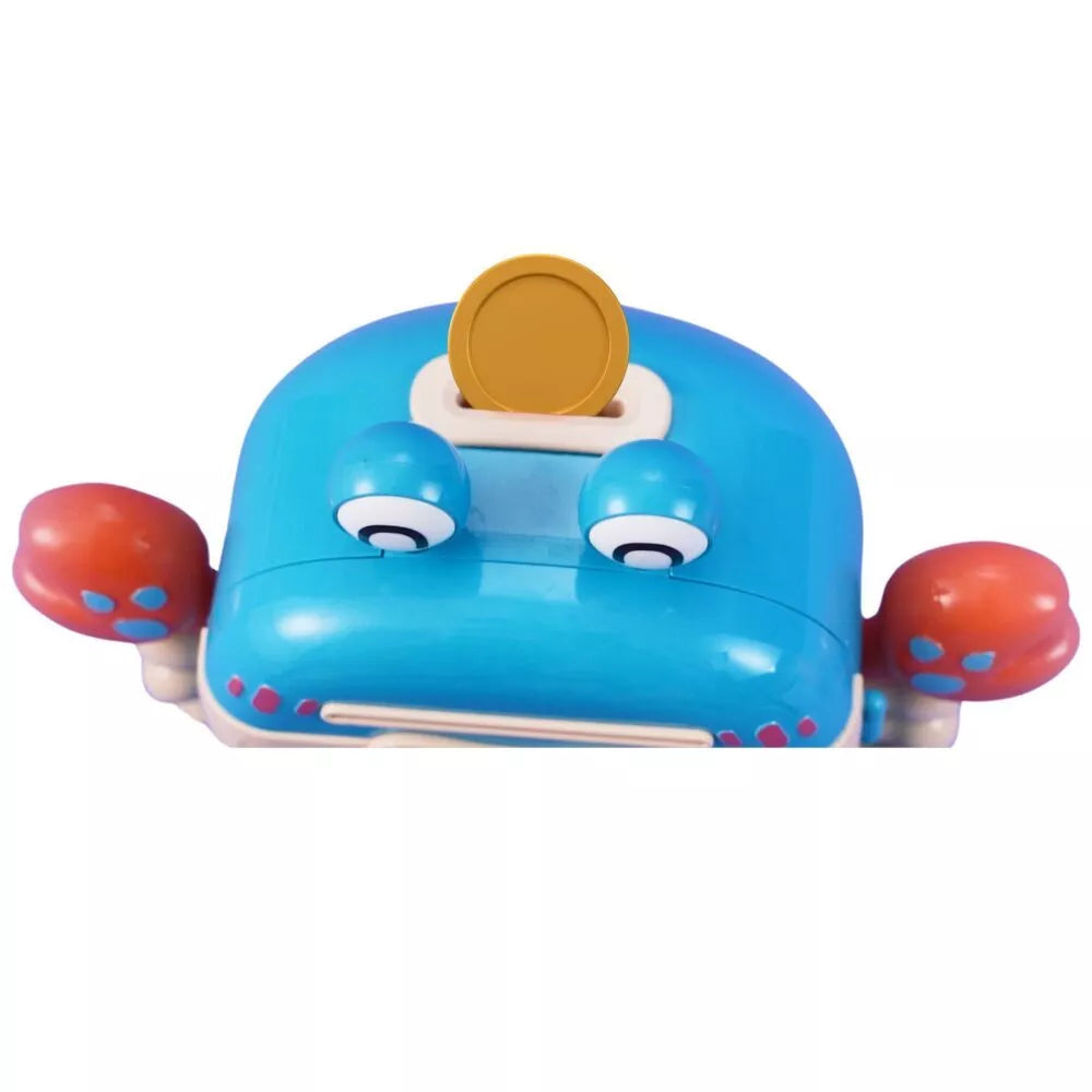 WOOPIE elektroninis taupyklės seifas bankomatui su PIN prieigos kodu, krabo formos kuprinė, mėlyna