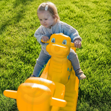 WOOPIE geltonas daugiavaikis dinozaurų supamasis žaislas