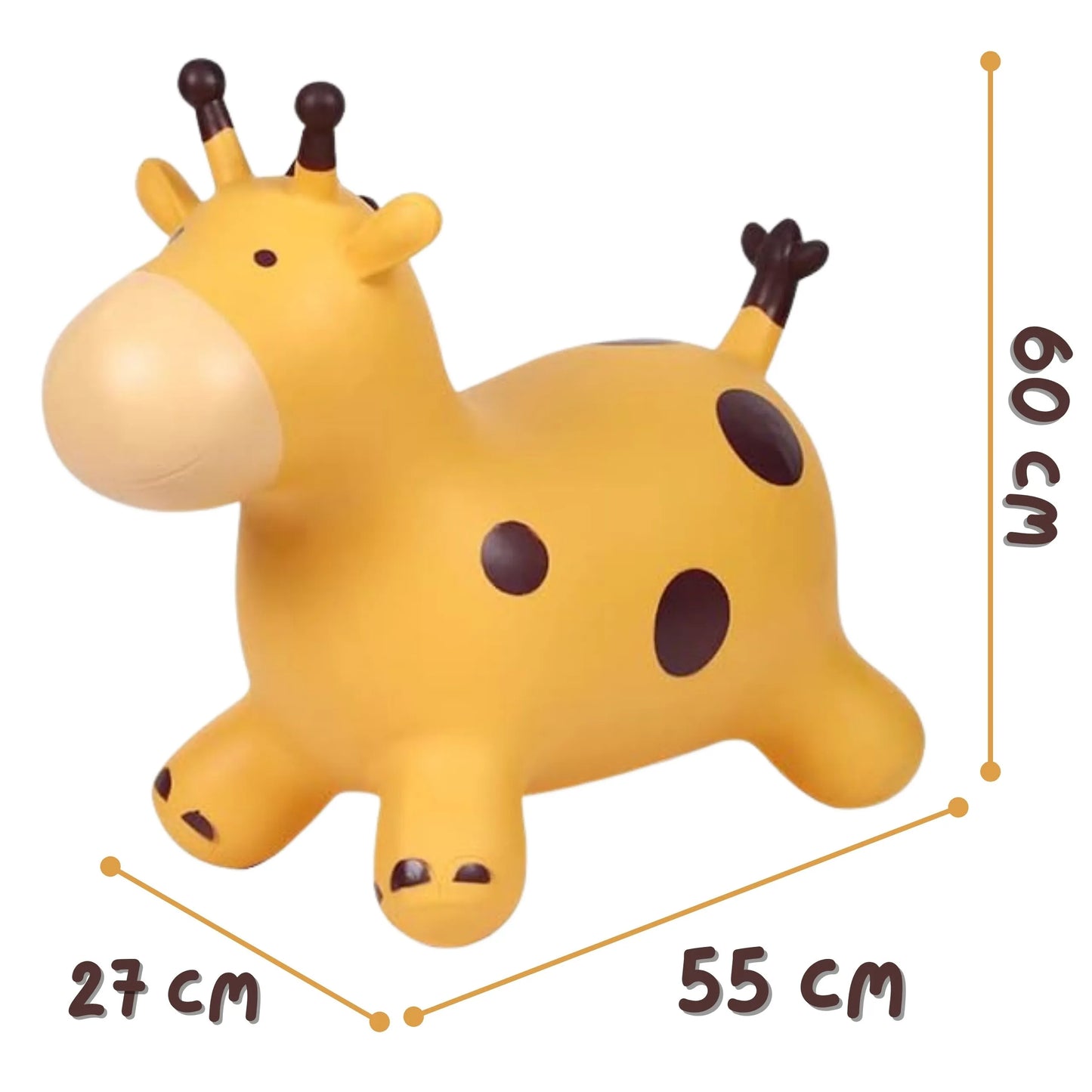 WOOPIE geltonas šokinėjantis žirafos kamuolys (jumper) su pompa