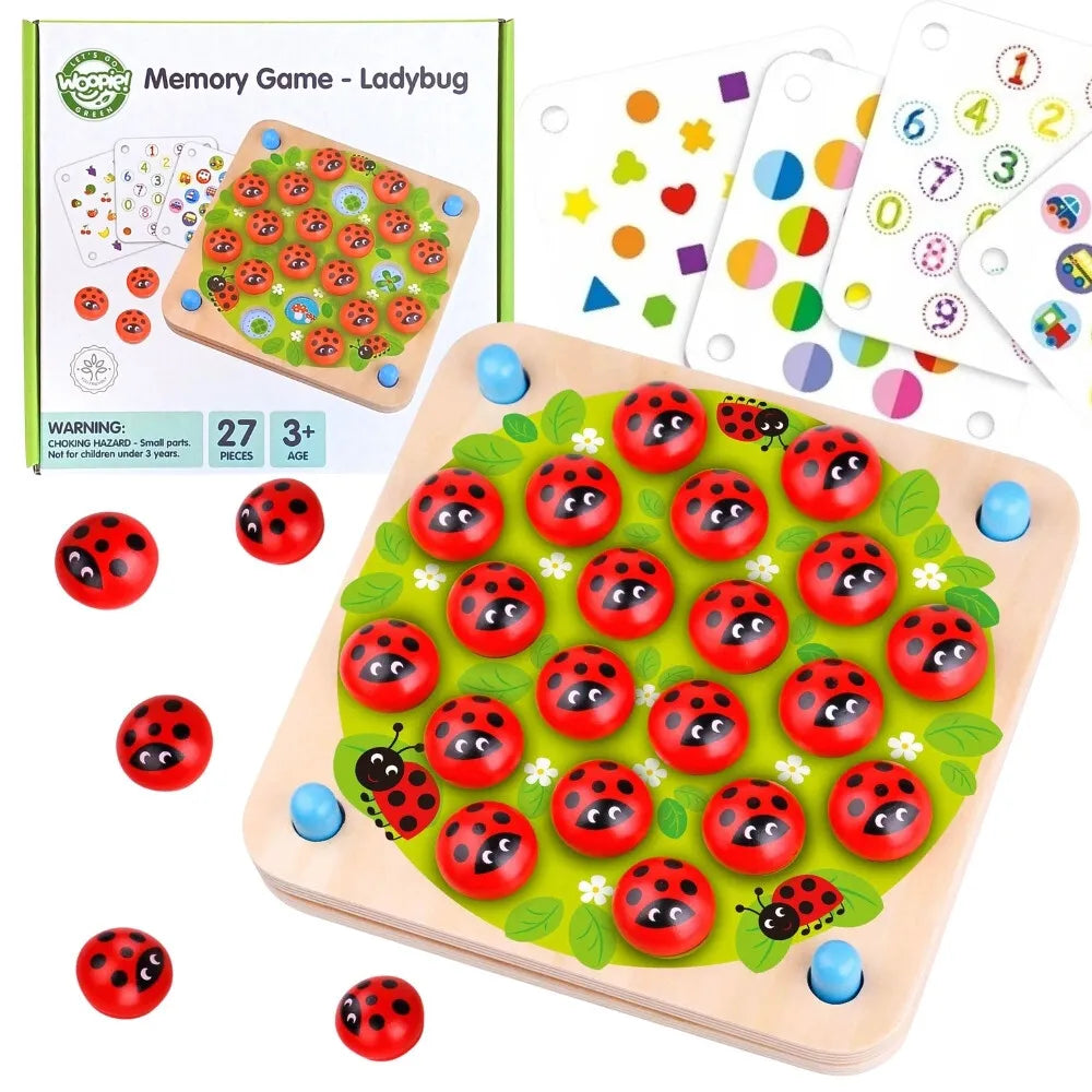 „WOOPIE GREEN“ medinis edukacinis atminties žaidimas – boružėlės dėlionė.