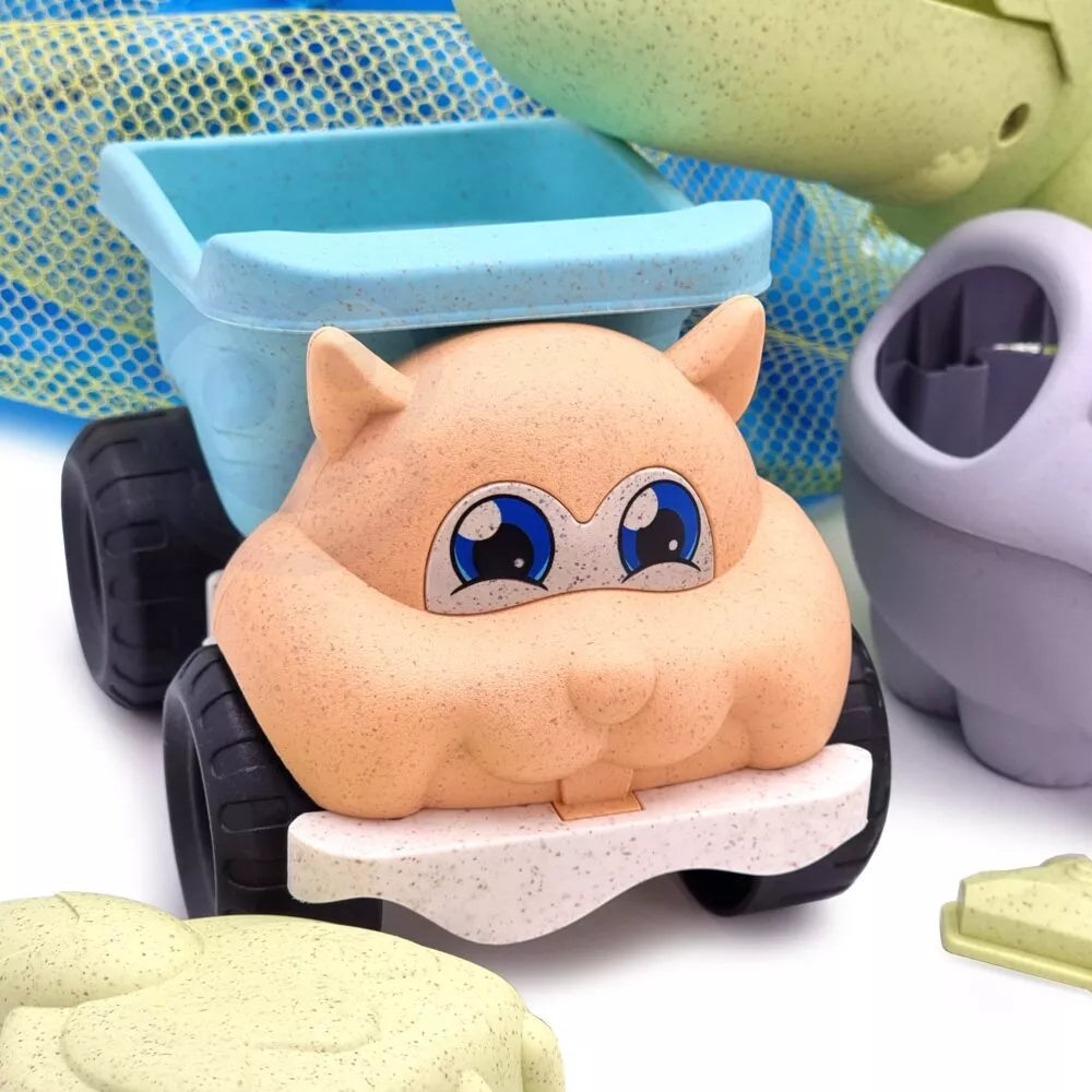 Smėlio rinkinys su kibirėliu, kastuvėliu ir kuprinė