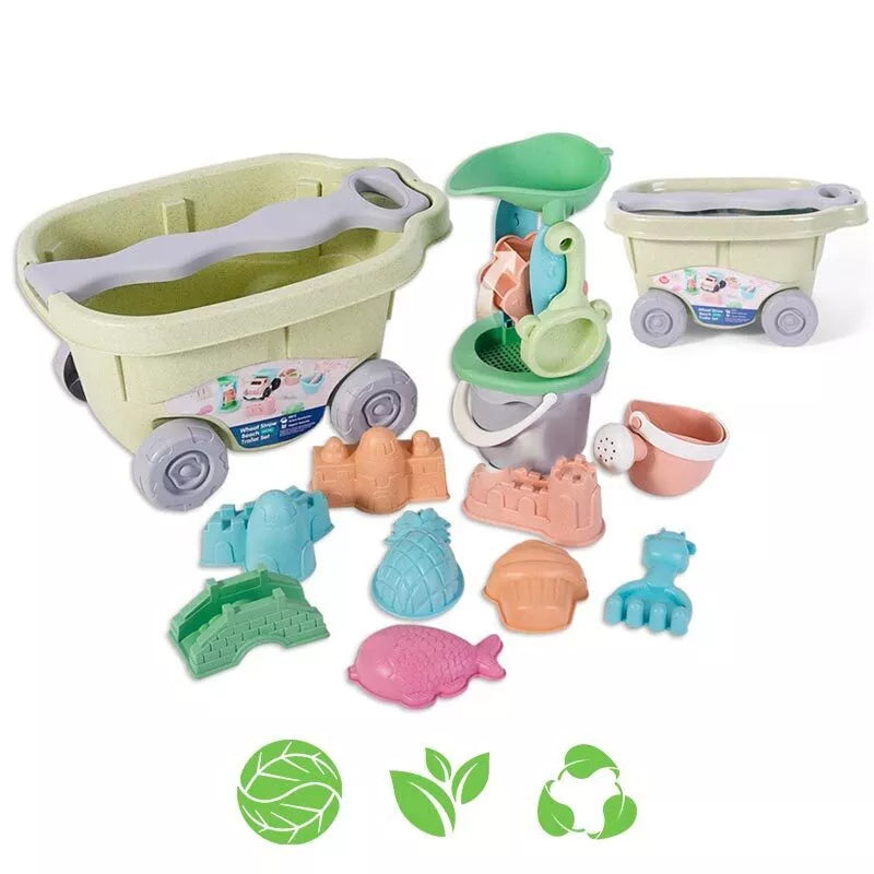 Smėlio rinkinys su vežimėliu ir priedais 12vnt