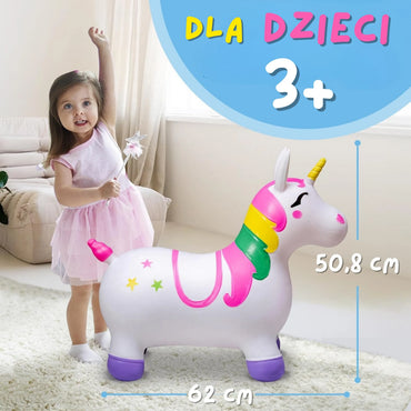 „WOOPIE“ guminis šokinėjimo žaislas – baltas vienaragis + pompa