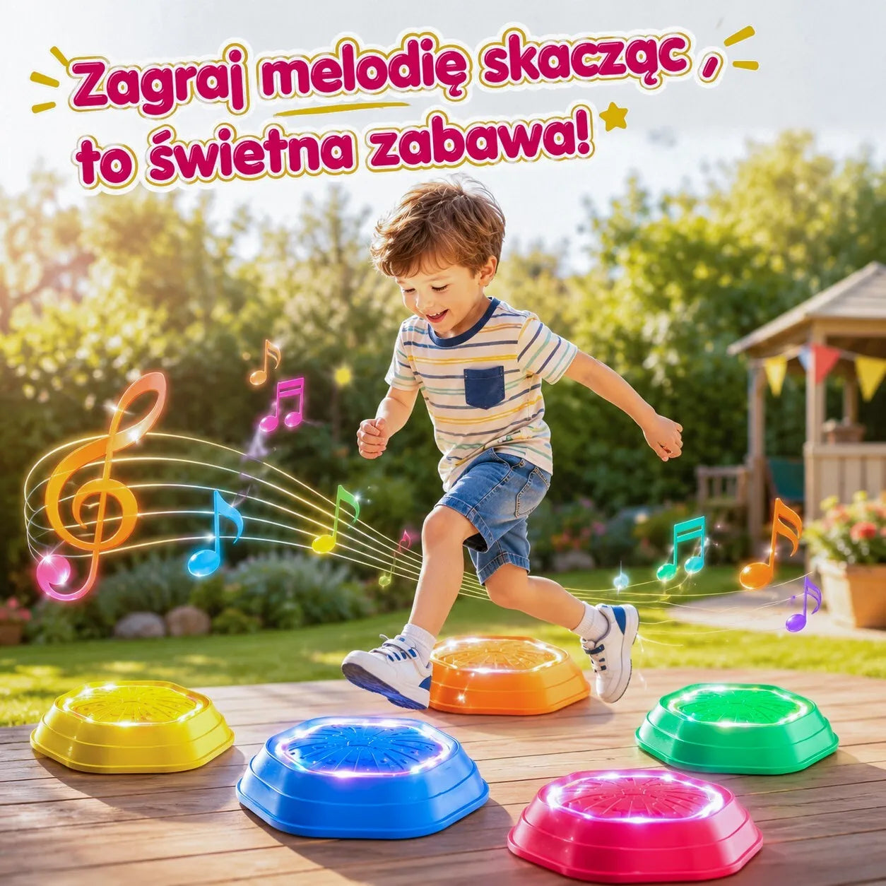 WOOPIE interaktyvūs balansavimo akmenys su šviesomis ir garsais, 18+ mėn.