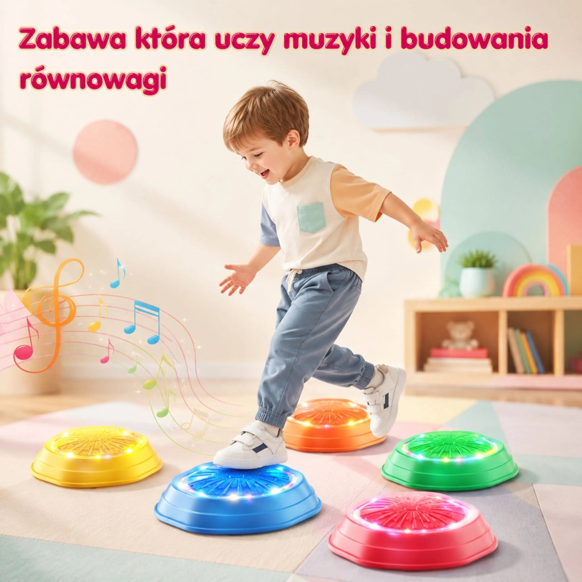 WOOPIE interaktyvūs balansavimo akmenys su šviesomis ir garsais, 18+ mėn.