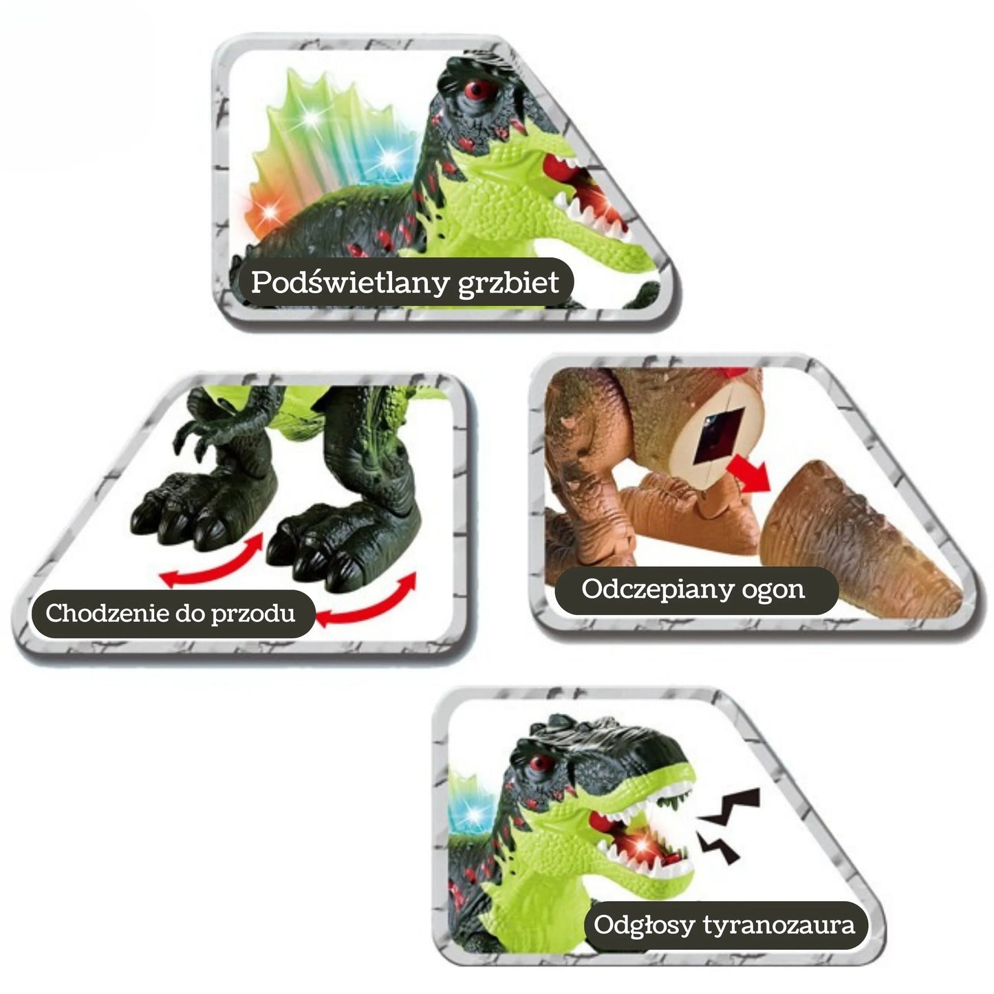 Woopie interaktyvus vaikščiojantis T‑Rex su „ugnies“ dūmų efektu, LED ir garsais