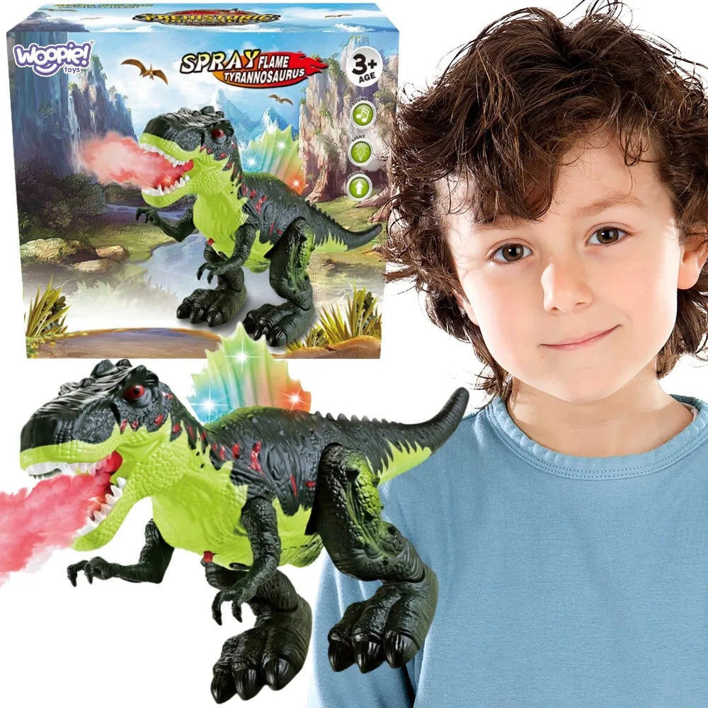 Woopie interaktyvus vaikščiojantis T‑Rex su „ugnies“ dūmų efektu, LED ir garsais