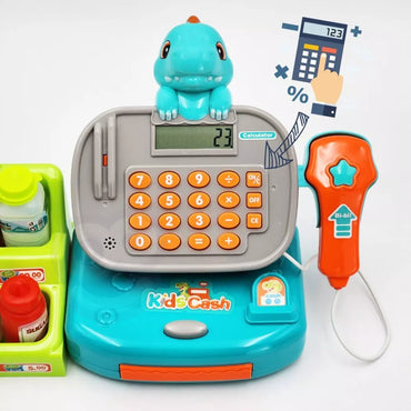  WOOPIE DINO mėlynas kasos aparatas su lentyna