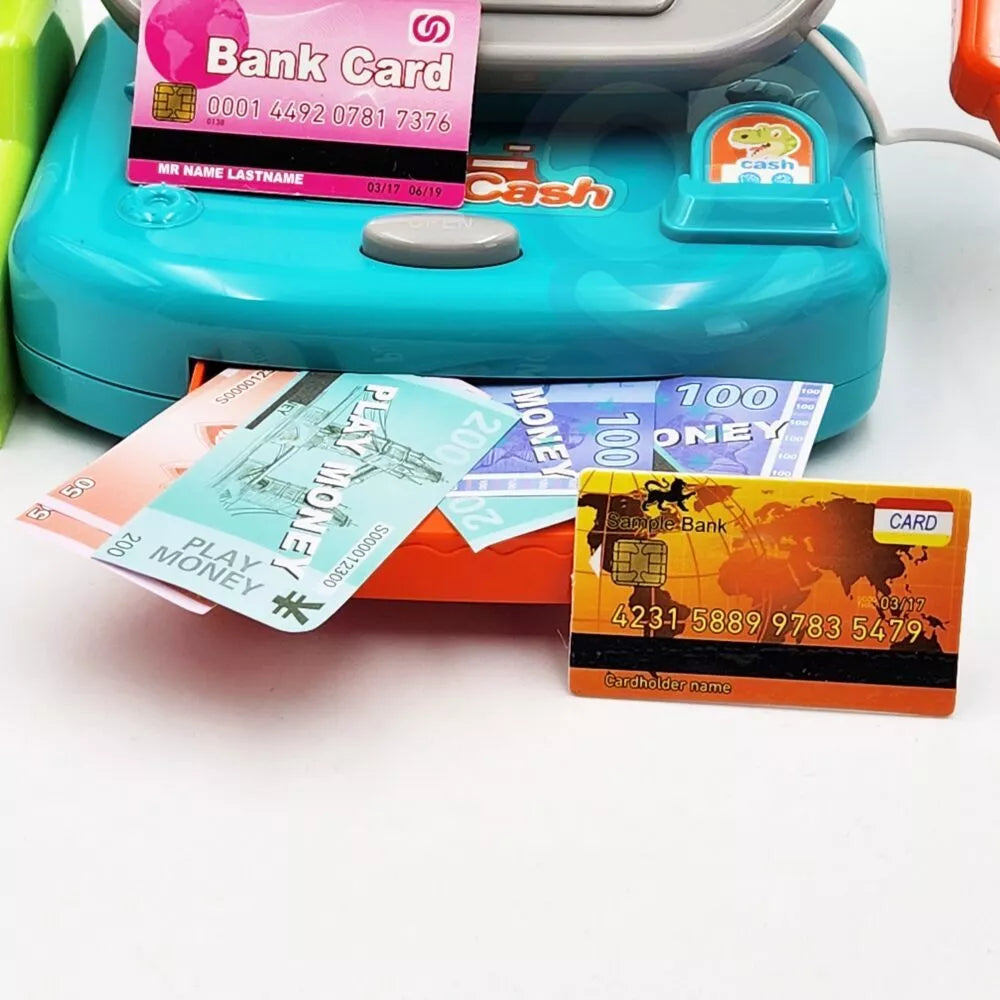  WOOPIE DINO mėlynas kasos aparatas su lentyna