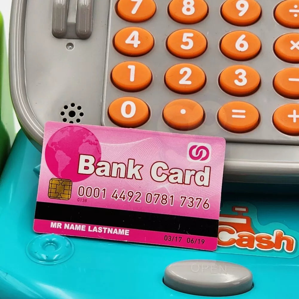  WOOPIE DINO mėlynas kasos aparatas su lentyna