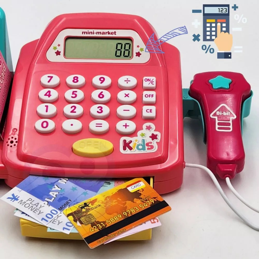 WOOPIE kasos aparatas su lentyna ir priedais, rožinis