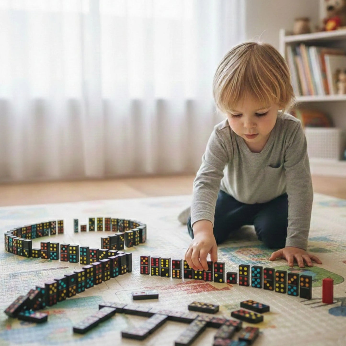 Woopie klasikinis domino su spalvotais taškais – 28 el.