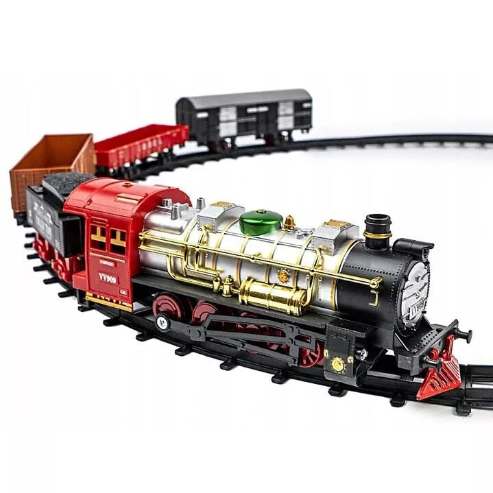 Elektriniai traukinių bėgiai su traukiniu