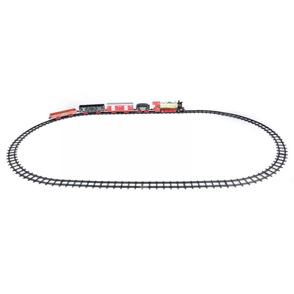 Elektriniai traukinių bėgiai su traukiniu