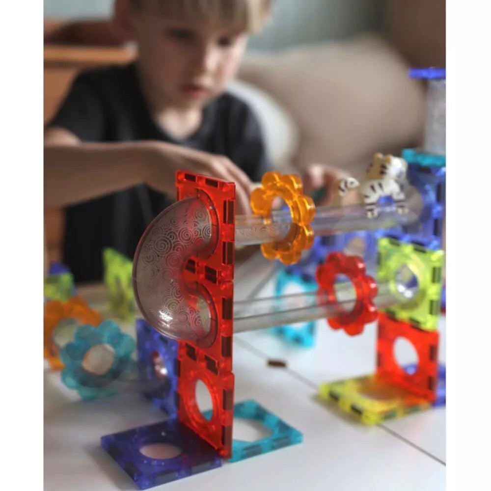 WOOPIE magnetiniai kaladėlės kamuoliukų trasai gyvūnų rojus 104 vnt.