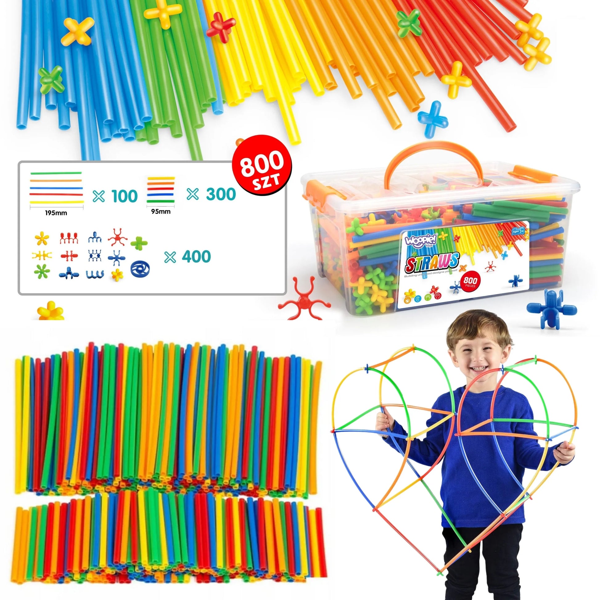 Woopie konstrukciniai šiaudeliai (800 el.)