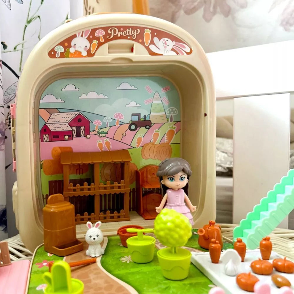 WOOPIE Triušis kuprinėje 3in1 Ūkio namas Sodas