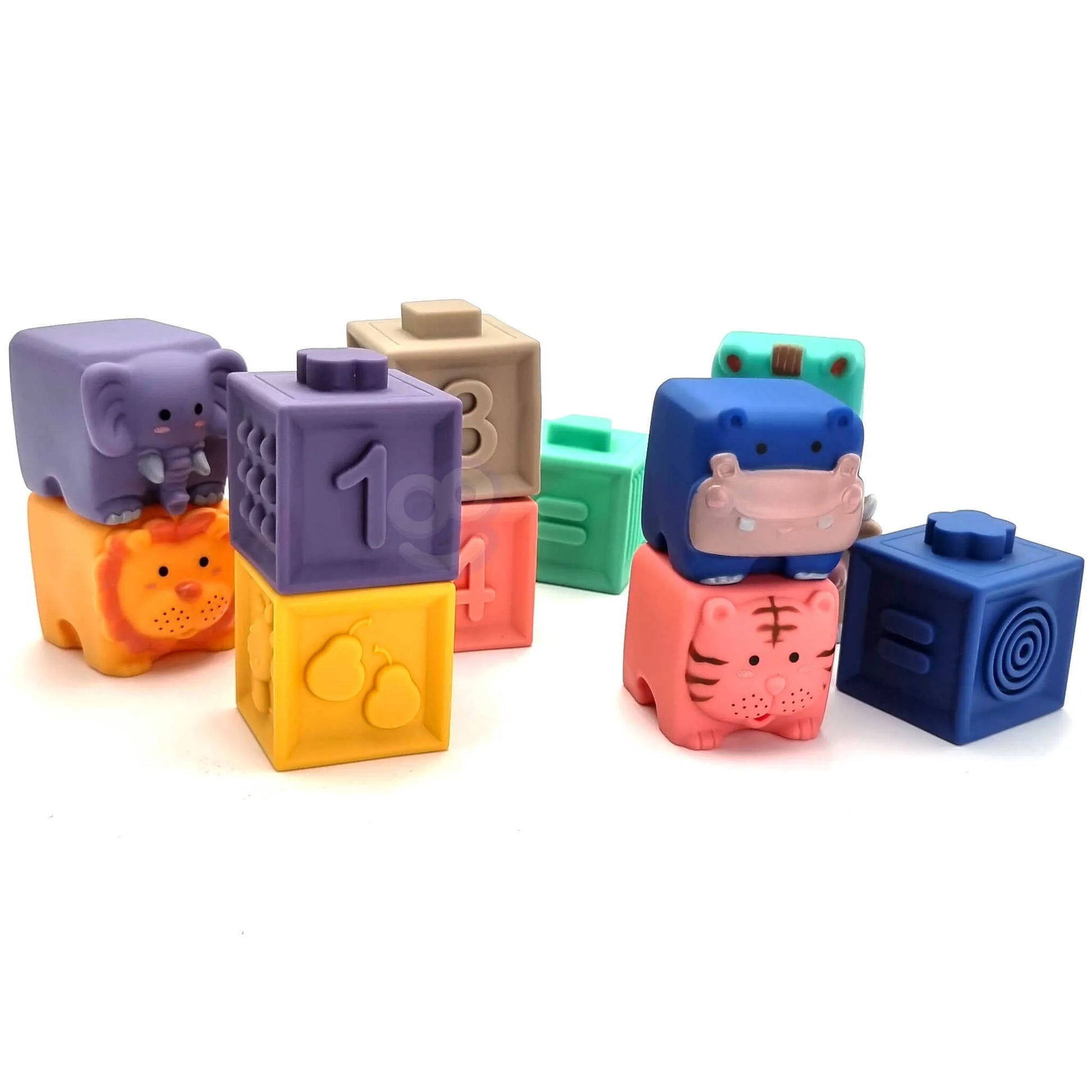WOOPIE kūdikių sensoriniai kaladėlių rinkinys „Squeeze Puzzle“ (12 vnt.)