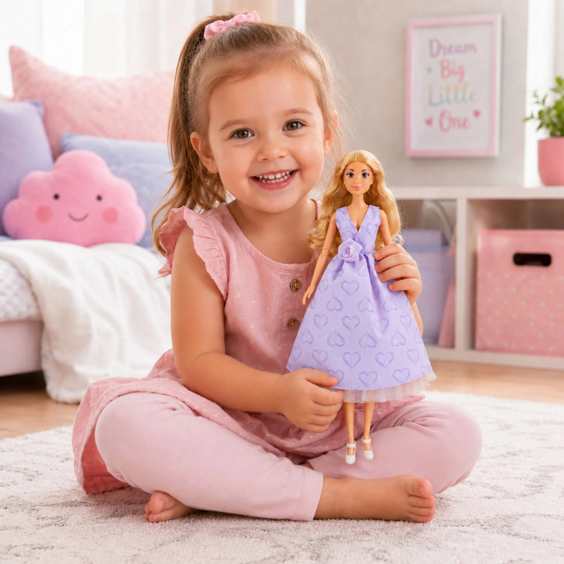 Woopie lėlė Lily su levandine suknele ir aksesuarais – 30 cm