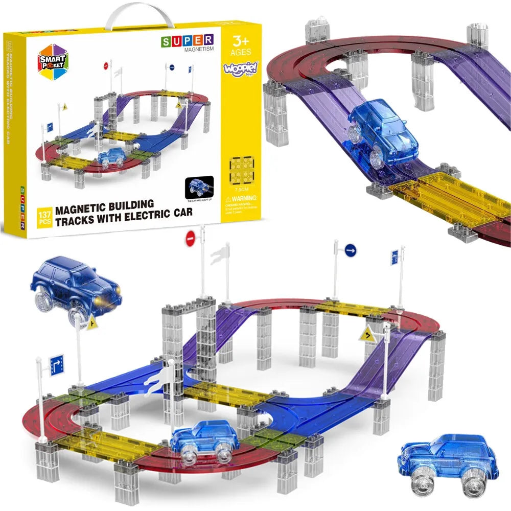 „WOOPIE“ magnetinė automobilių lenktynių trasa + automobilis