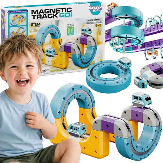 Woopie magnetinė lenktynių trasa – 39 dalių STEM konstruktorius