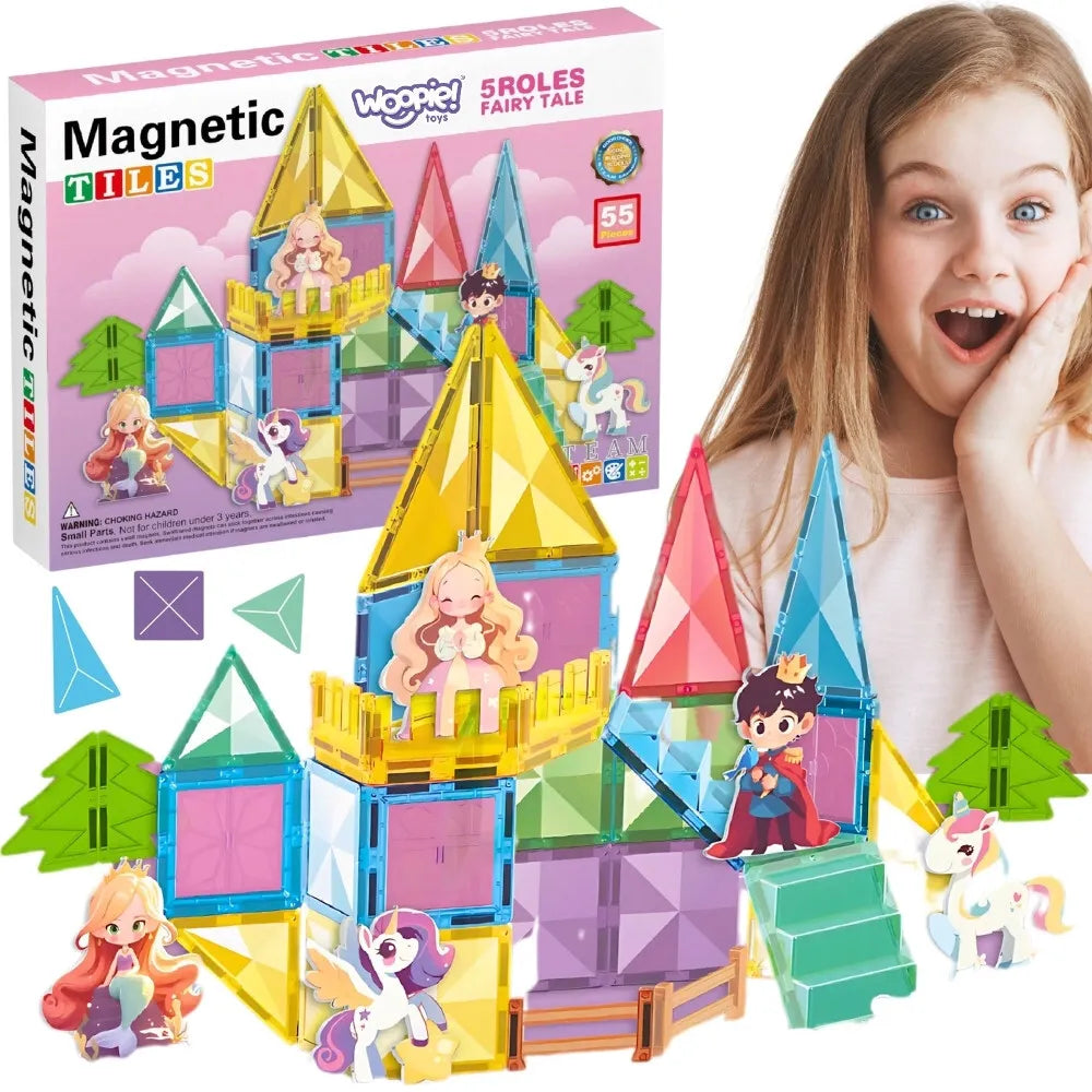 Woopie magnetinės kaladėlės „Stebuklų pilis“ (55 el.)