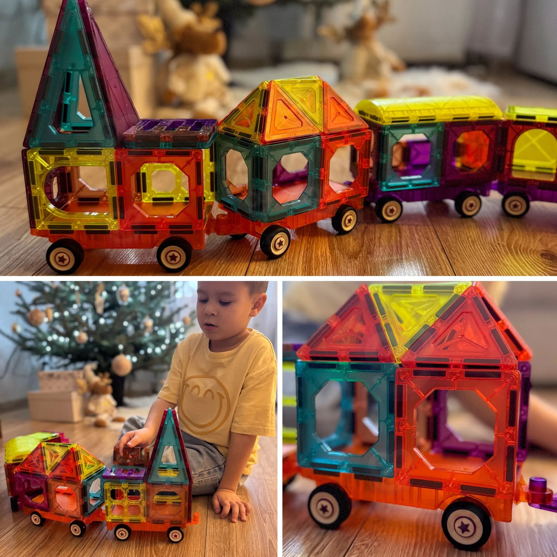 Woopie magnetinės kaladėlės „Traukinys 3D“ (71 el.)