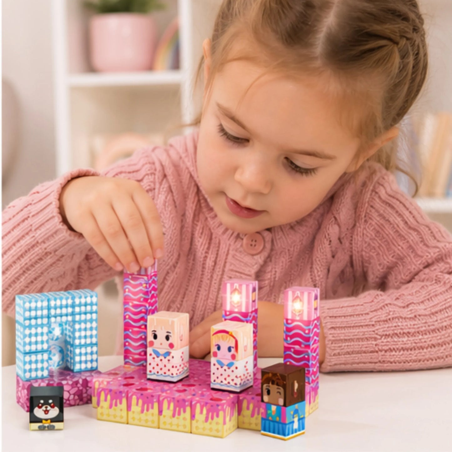 WOOPIE magnetiniai kubai su personažais ir LED elementais, 3+