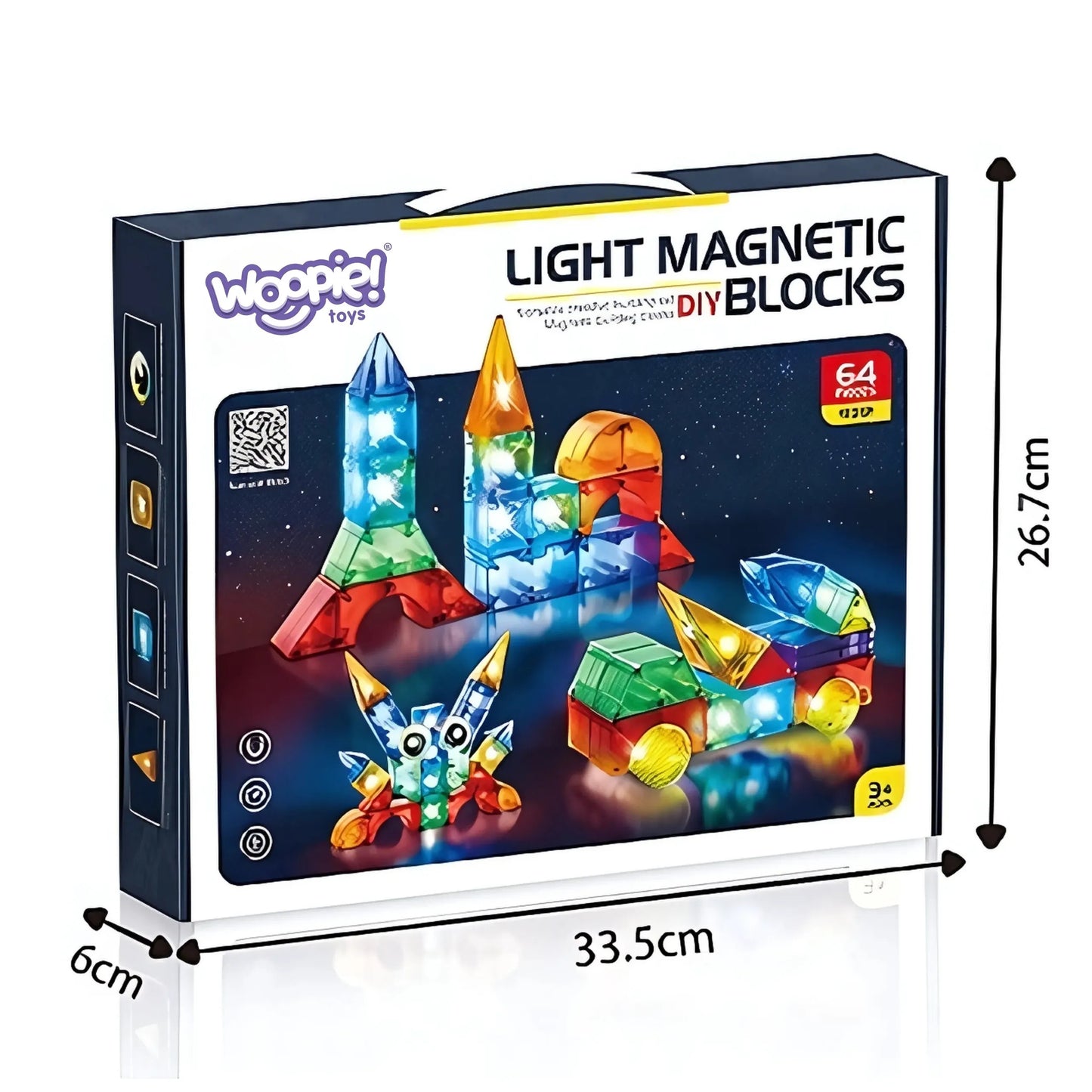 „WOOPIE“ magnetinių 3D kubų konstravimo edukacinis rinkinys (63 vnt.)