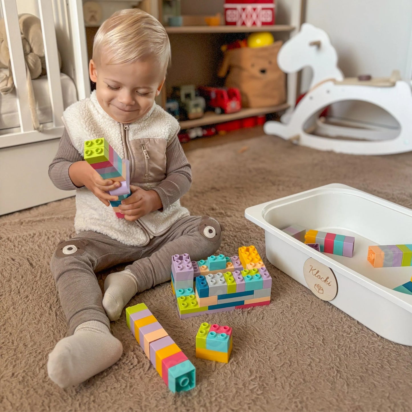 Woopie minkštos kaladėlės „Soft Blocks“ (99 el.)