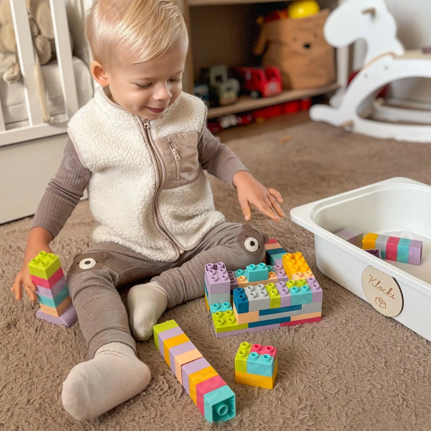 Woopie minkštos kaladėlės „Soft Blocks“ (99 el.)