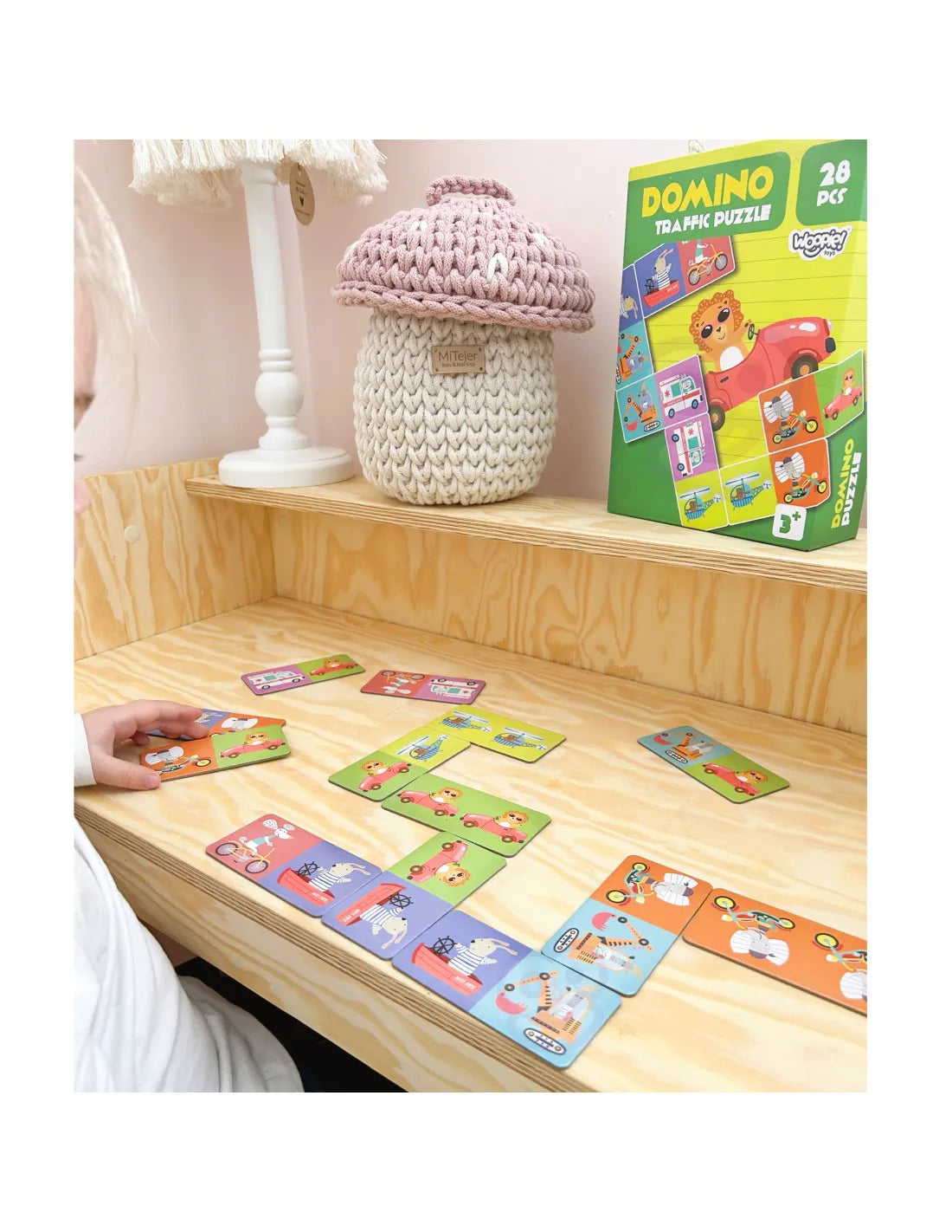 WOOPIE Montessori edukacinis žaidimas „Transportas ir gyvūnai“ – domino dėlionė