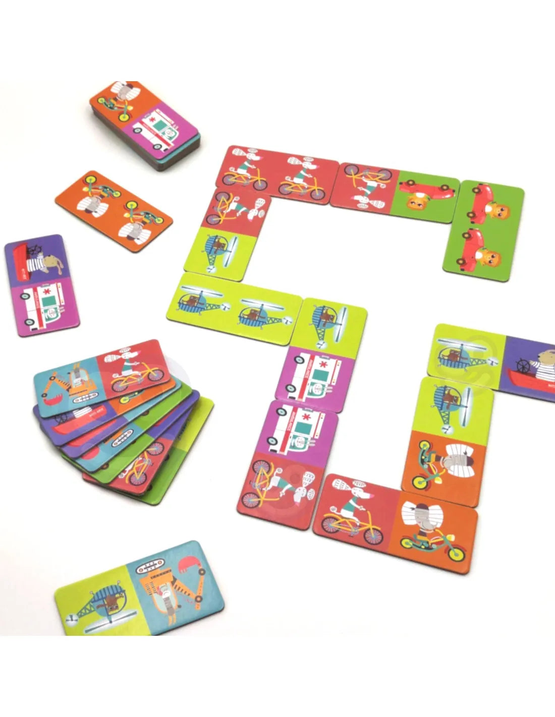 WOOPIE Montessori edukacinis žaidimas „Transportas ir gyvūnai“ – domino dėlionė