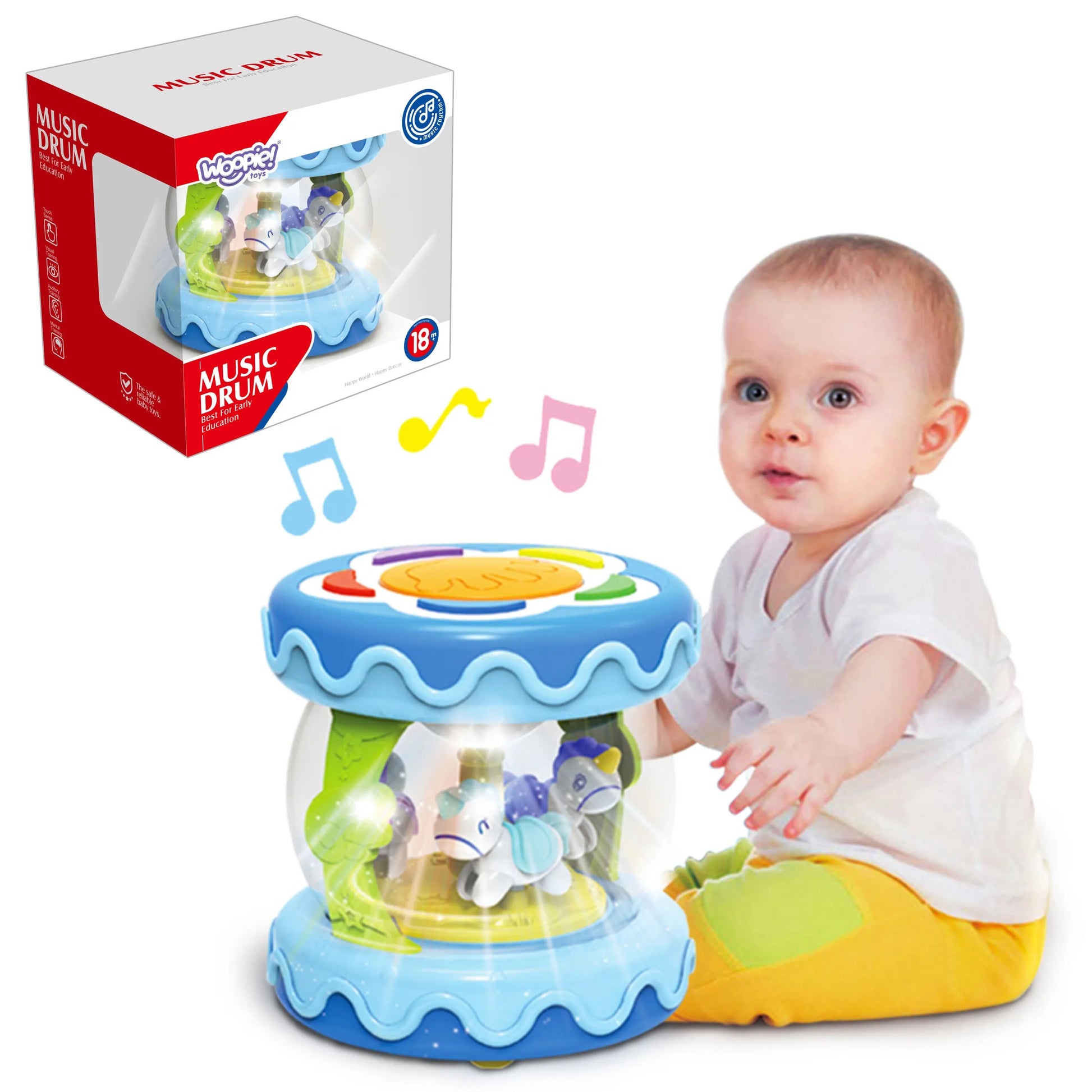 WOOPIE muzikinis būgnas, muzikos dėžutė ir projektorius, 18+ mėn.