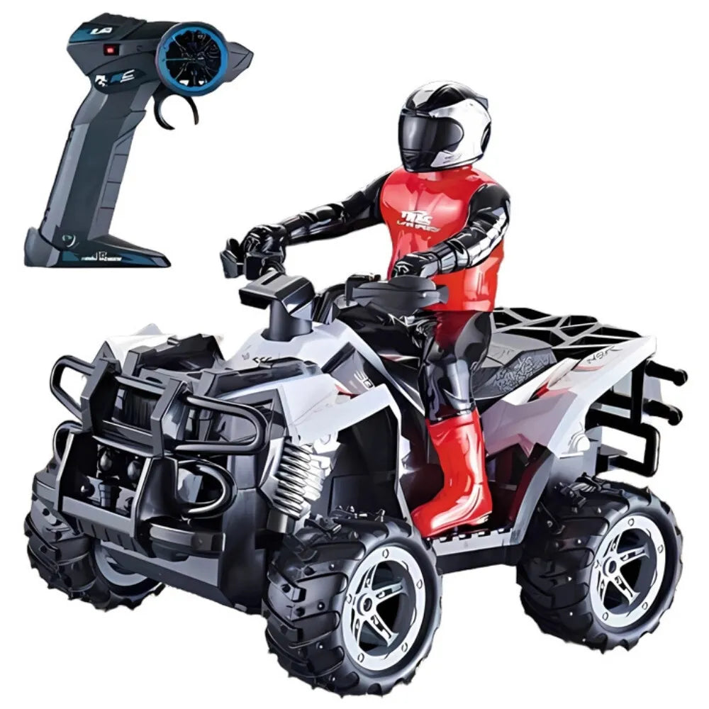 Woopie nuotoliniu būdu valdomas keturratis su motociklininko figūrėle (2.4 GHz)