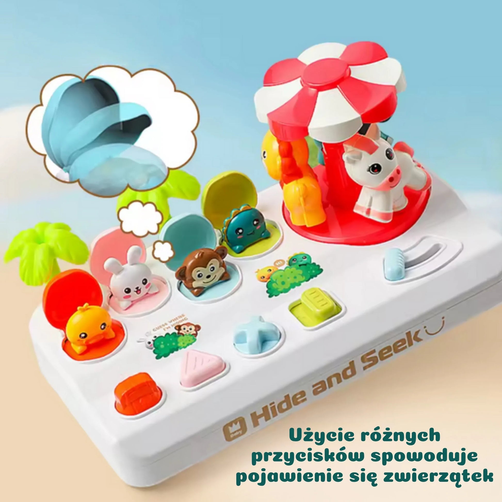 WOOPIE „Pop‑Up Animals“ – mechaninis iššokančių gyvūnėlių žaidimas vaikams, 18+ mėn.