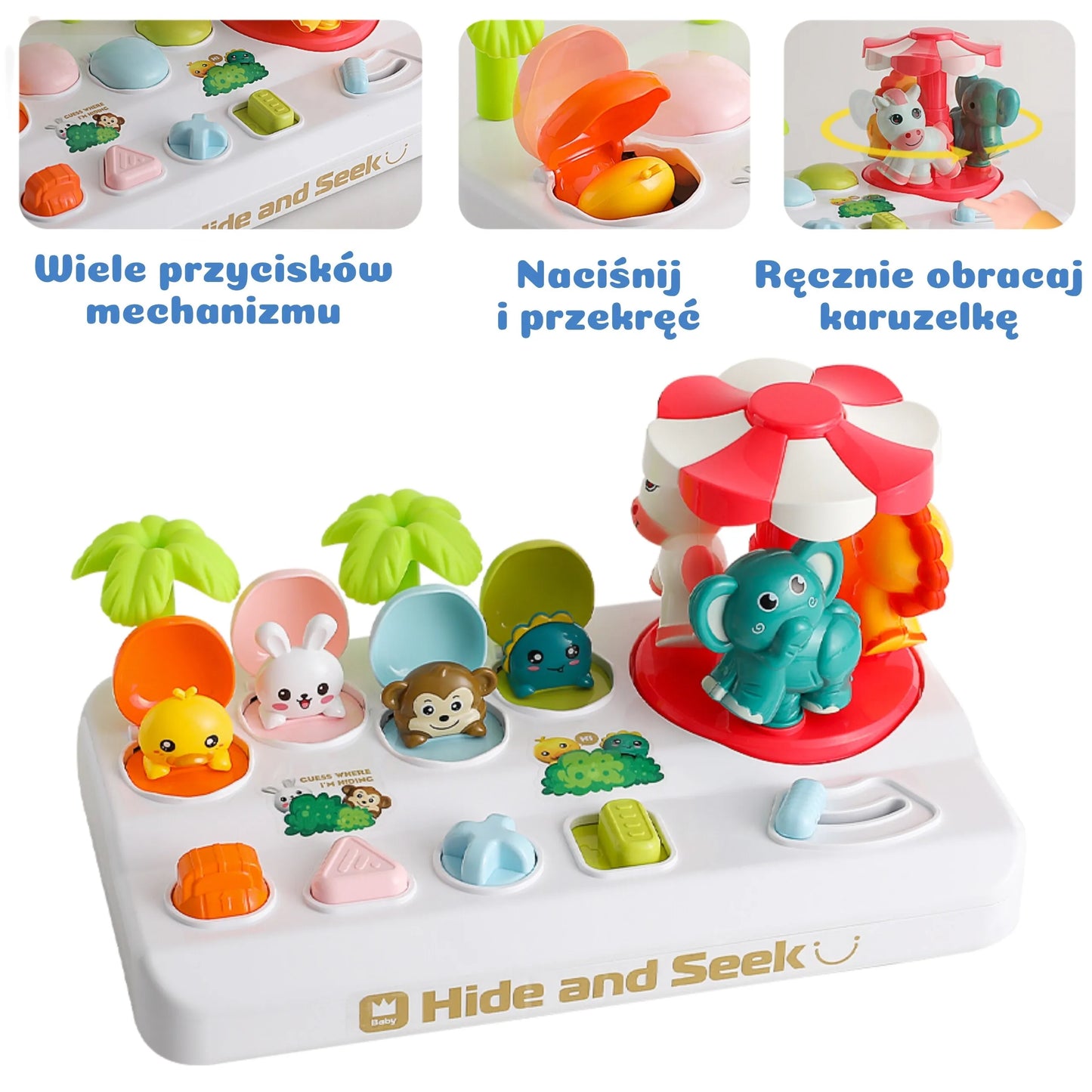 WOOPIE „Pop‑Up Animals“ – mechaninis iššokančių gyvūnėlių žaidimas vaikams, 18+ mėn.