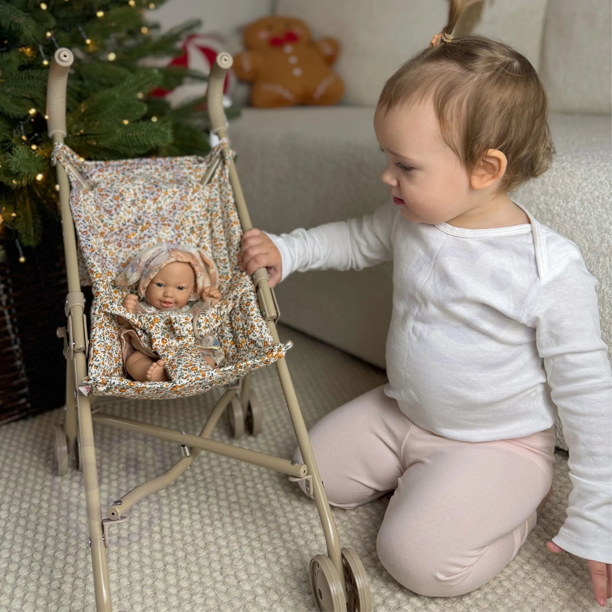 WOOPIE ROYAL vintažinis gėlių rašto lėlių vežimėlis