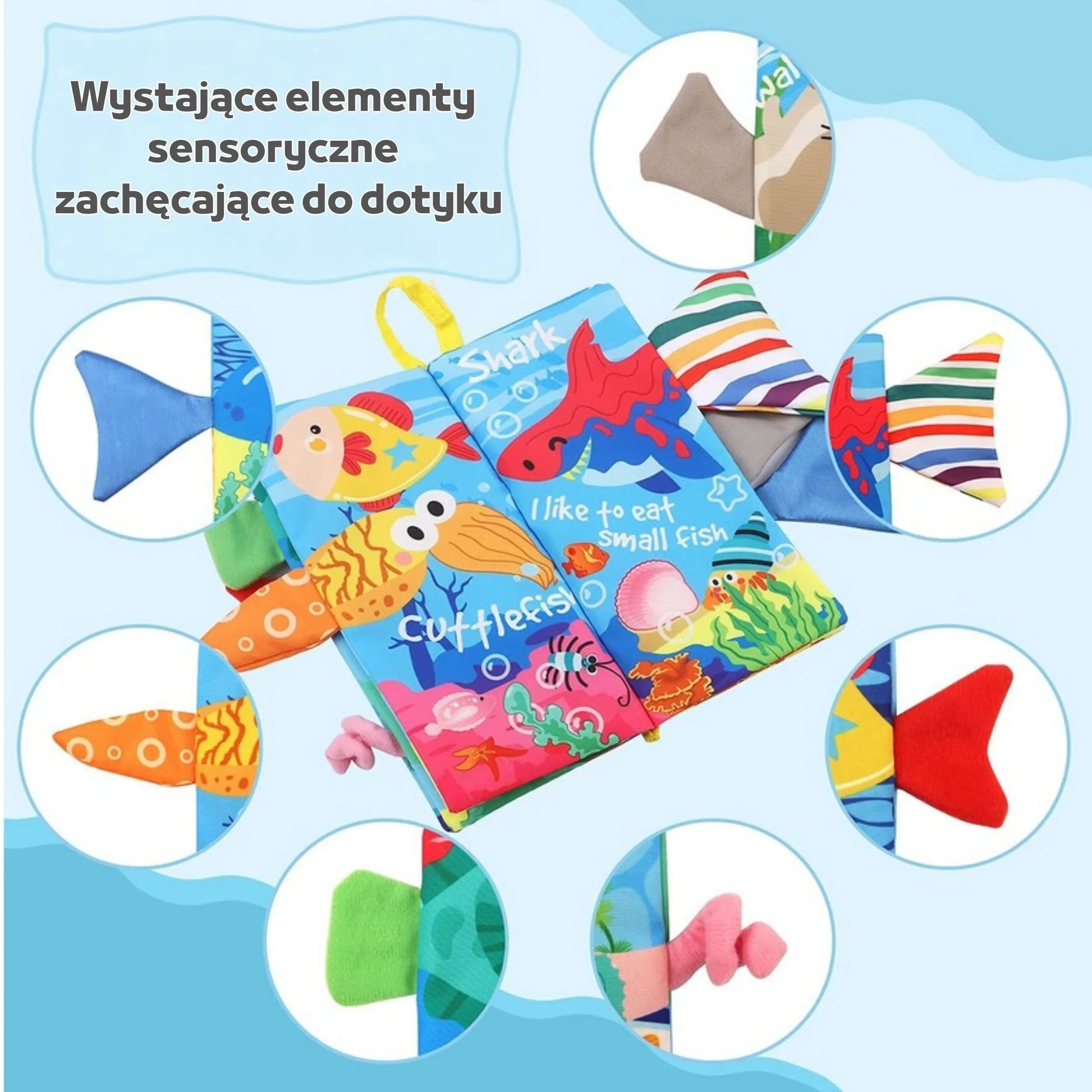 Woopie sensorinė knygelė su jūros gyvūnų uodegytėmis