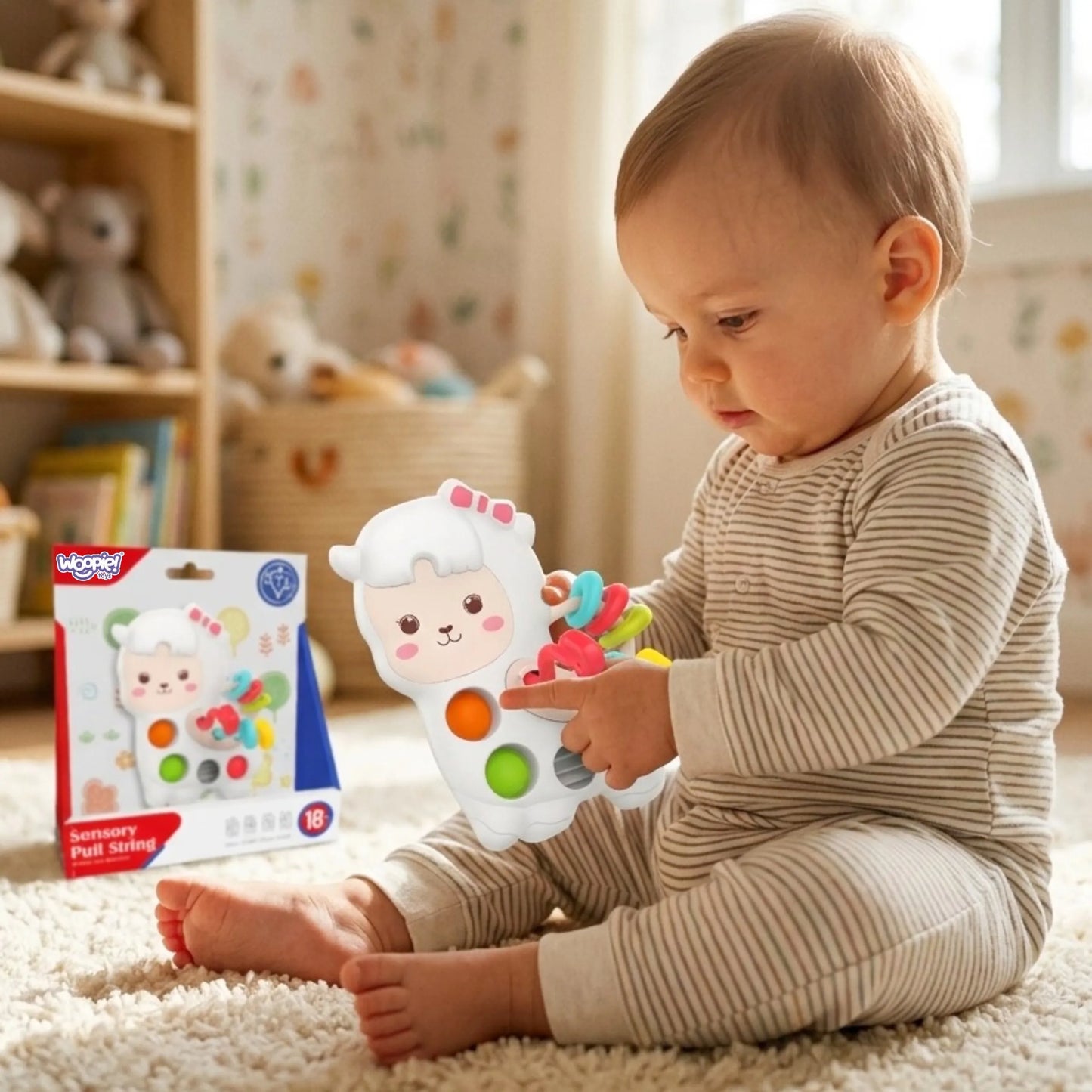 Woopie sensorinė lama „Pull‑String“ – 3in1